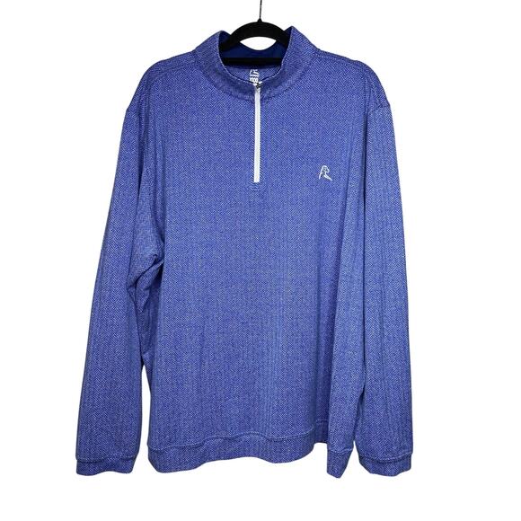 Rhoback Quarter Zip Pullover Men's XXXL 3XL Preppy Blue Herringbone Golf Stretch - Picture 1 of 6